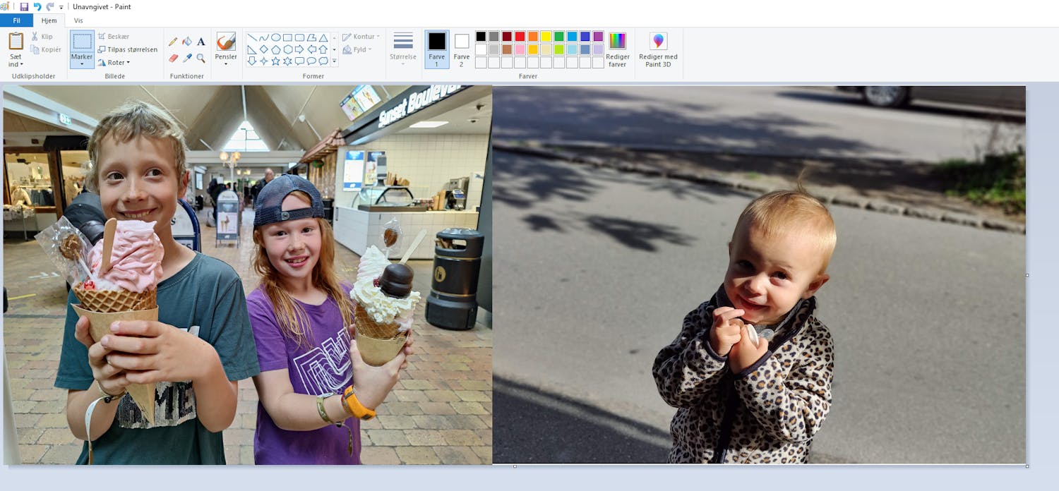 Paint: Sett sammen to bilder til ett i Paint.